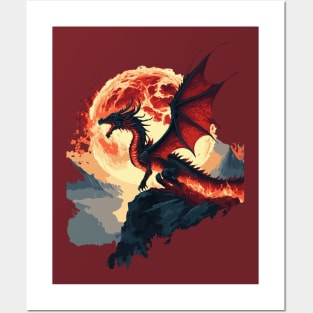 Fire Moon Dragon Posters and Art